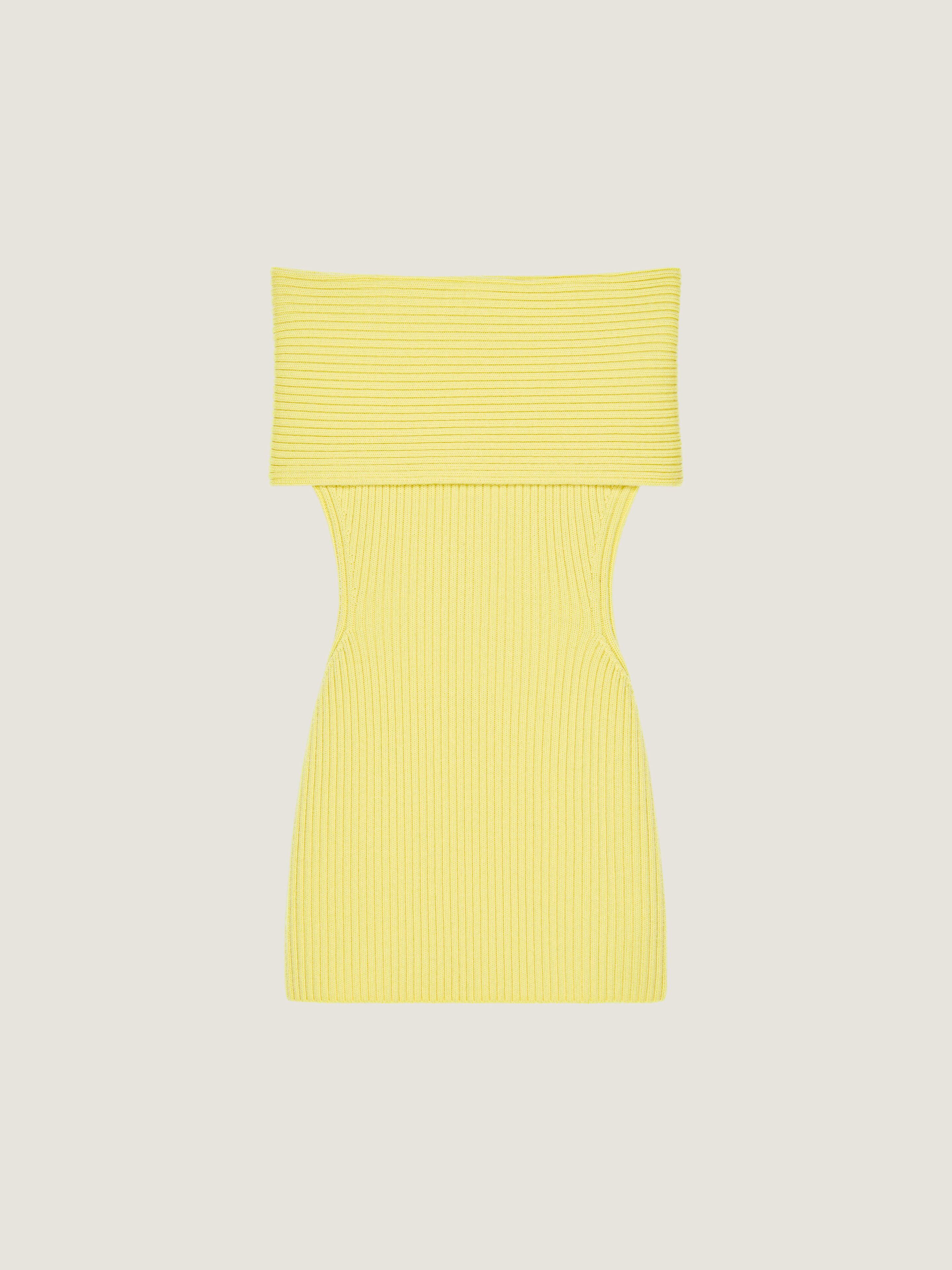 Off-the-shoulder mini dress in wool